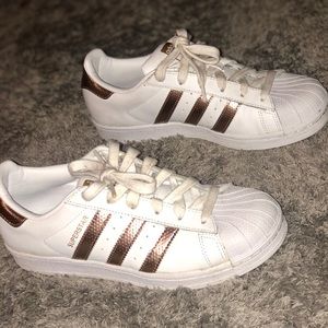 Gold Adidas Superstar Shoes